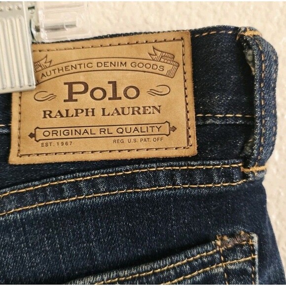 New-Polo Ralph Lauren Mens Sullivan Slim Paint Distressed Blue Denim Jeans 42x32 - Picture 6 of 11